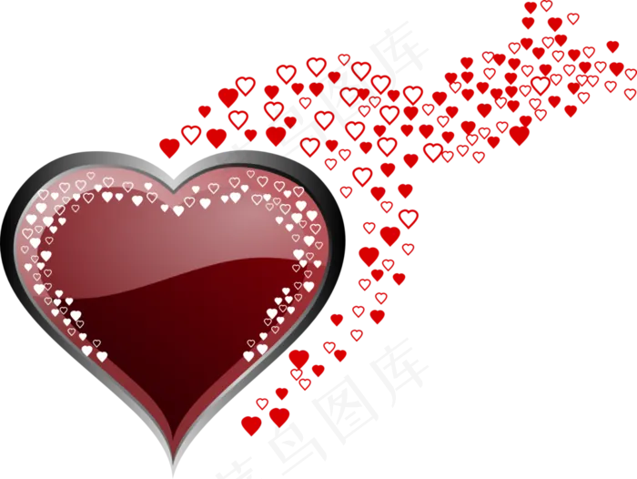 七夕节红色爱心图片png免抠图
