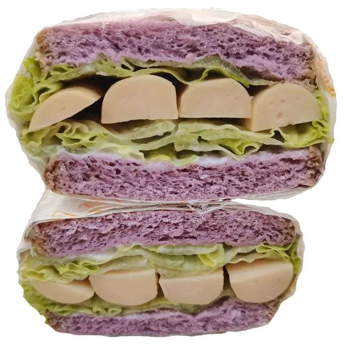 新鲜结球三明治紫薯汉堡包生菜免抠实物实拍摄影元素素材