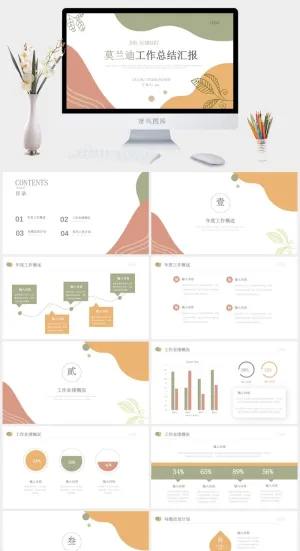 莫兰迪色系PPT模板预览图