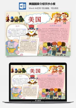 美国国家介绍手抄小报预览图