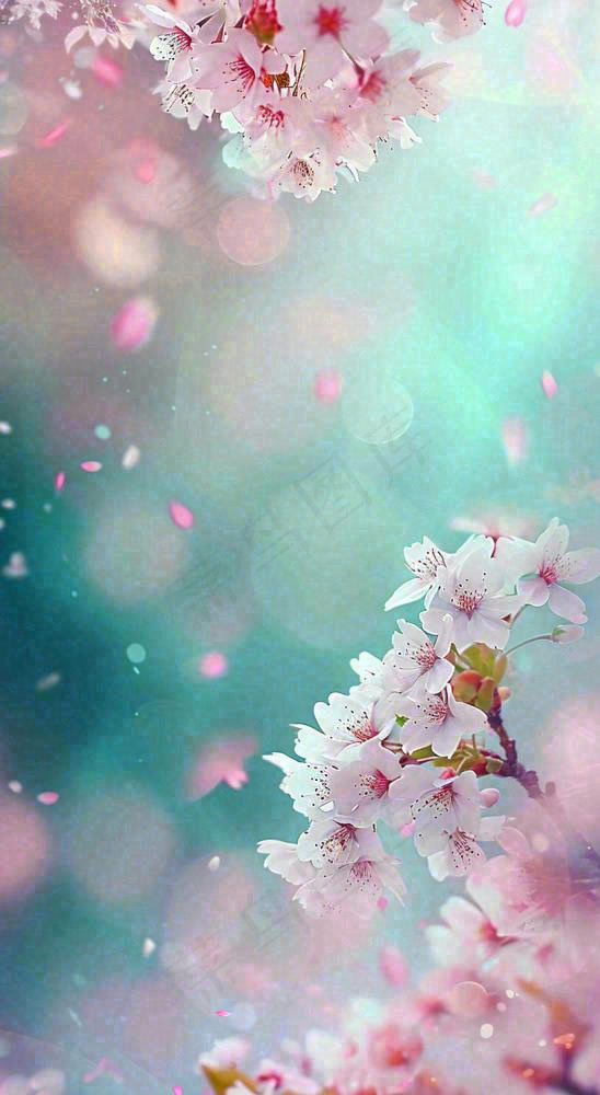 春天浪漫花朵白色樱花，立春春分惊蛰摄影图