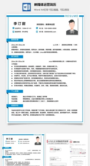 新媒体运营简历0预览图