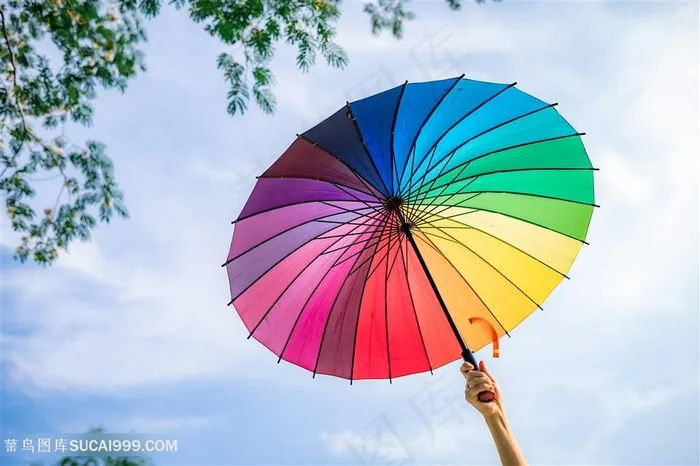 彩虹伞摄影背景图