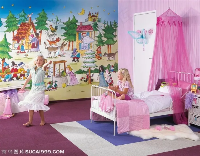 儿童室内设计 儿童卧室金发外国小女孩