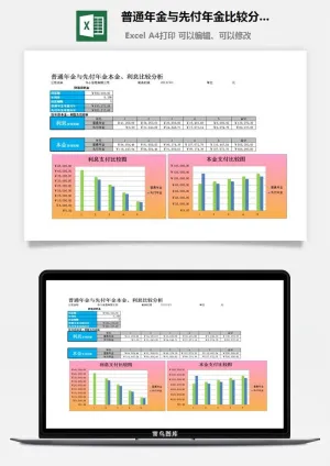 普通年金与先付年金比较分析excel模板预览图
