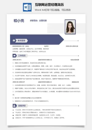 互联网运营经理简历预览图