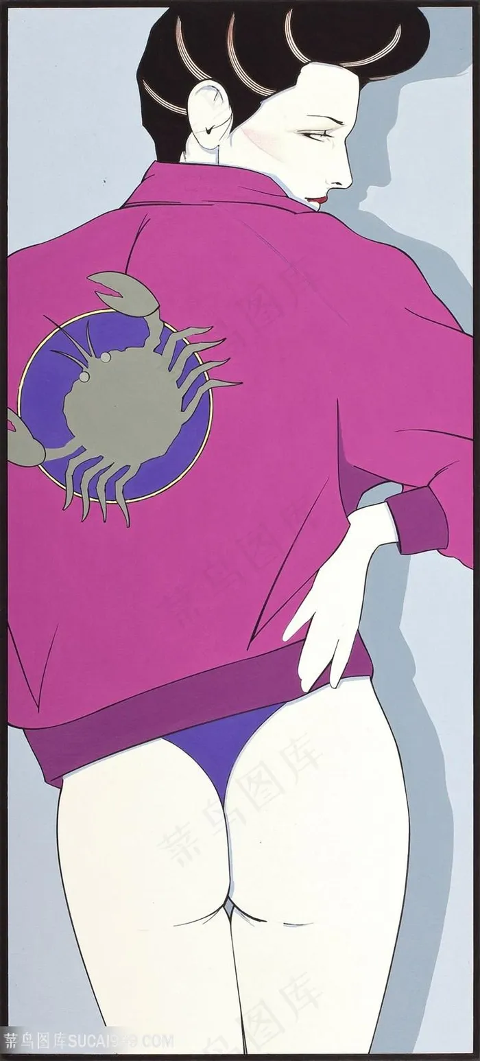 帕特里克安吉尔紫色衣服性感女性插画