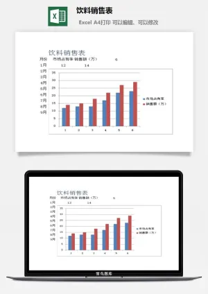 饮料销售表excel模板预览图