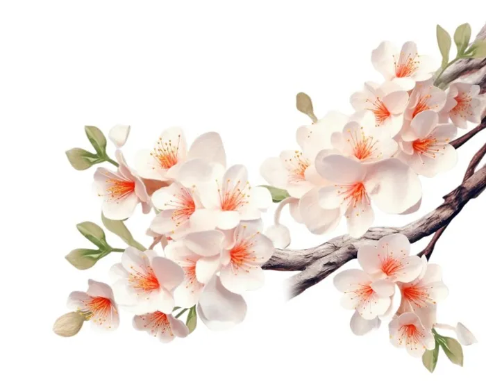 唯美粉白色鲜花树枝元素