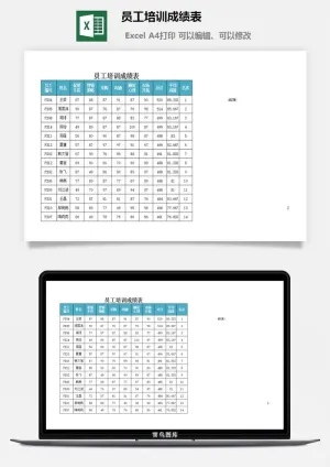 员工培训成绩表excel模板预览图