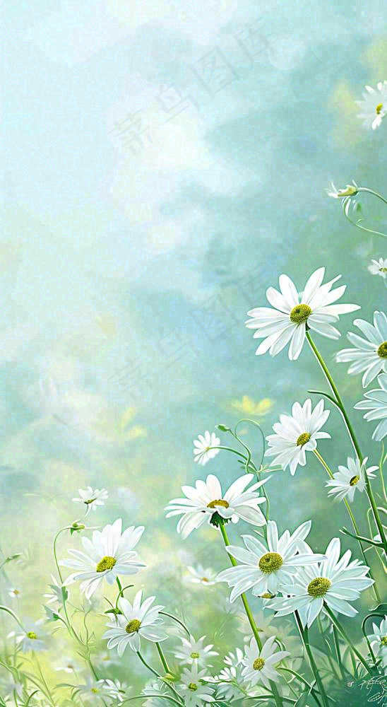 绿色清新野菊花特写春夏花朵摄影图