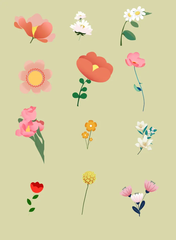 花朵4春季花卉花朵元素插画