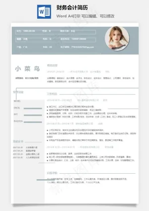 财务会计简历预览图