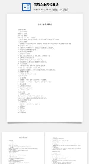信息企业岗位描述word模板预览图