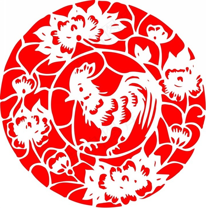 剪纸鸡素材图片