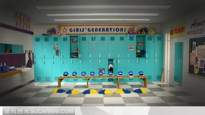 体育运动教室图片素材-橄榄球运动更衣室
