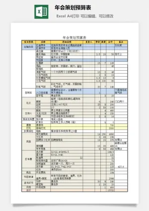 年会策划预算表预览图