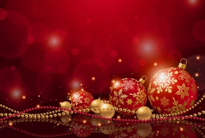 大气喜庆红色背景圣诞节装饰用品高清图片