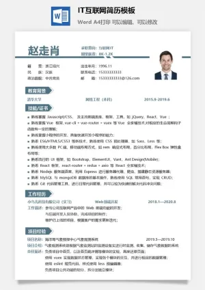 IT互联网简历模板预览图