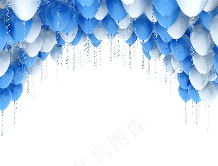 蓝色与白色气球组成的拱门