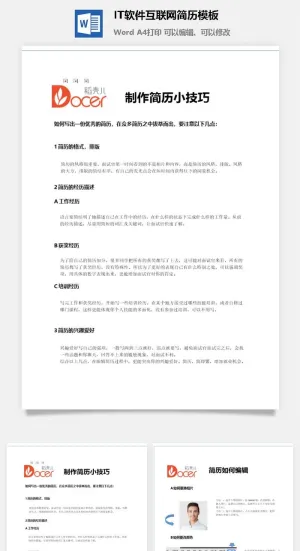 IT软件互联网简历模板预览图