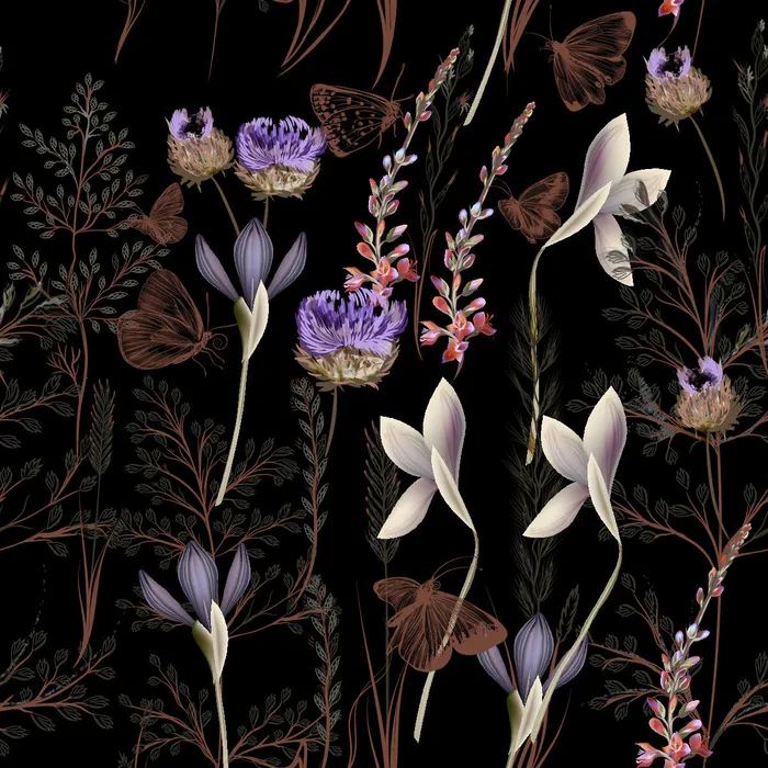 花卉唯美手绘花朵面料纹理手机壳布料面料印花服装矢量图案素材