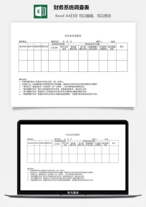 财务系统调查表excel模板预览图