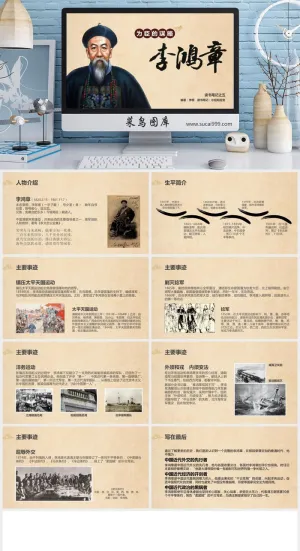 复古 人物简介 PPT模板预览图