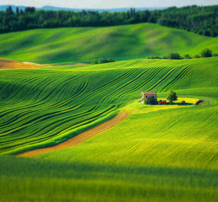 春天连绵山脉绿色草地郊游，清新惊蛰春分摄影图
