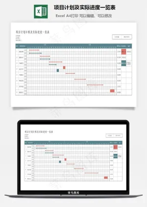 项目计划及实际进度一览表预览图