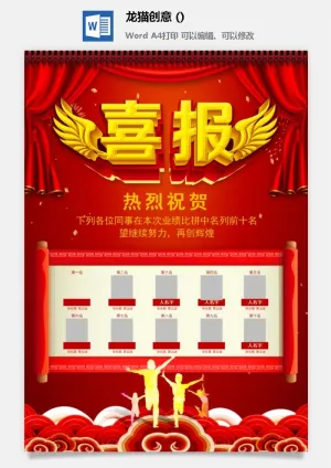 企业公司销售业绩年终大捷军令喜报word文档设计素材预览图