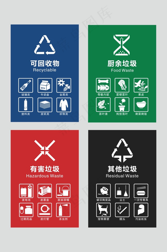 垃圾分类标识贴cdr矢量模版下载相似推荐