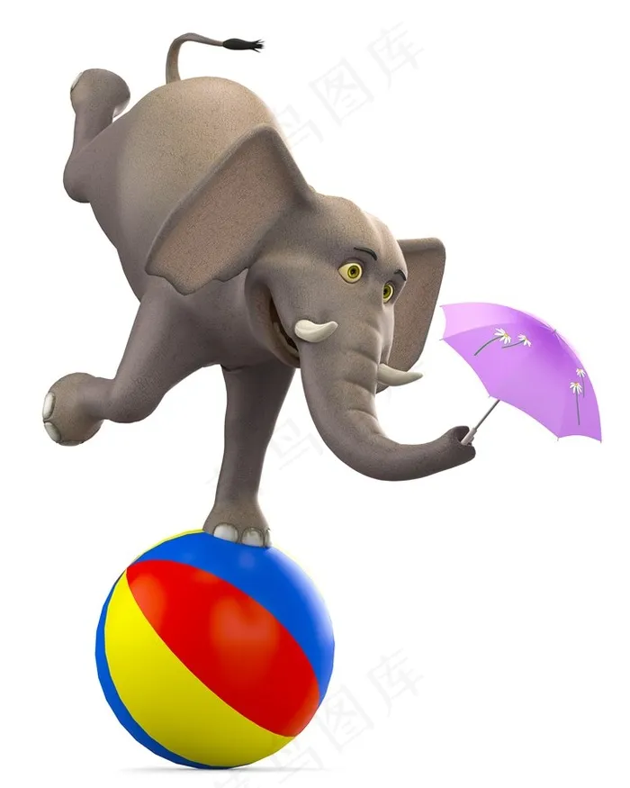 站在皮球上表演杂技的大象