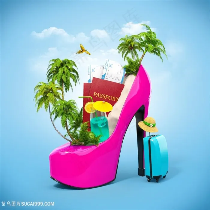 创意高跟鞋旅游广告设计高清图片