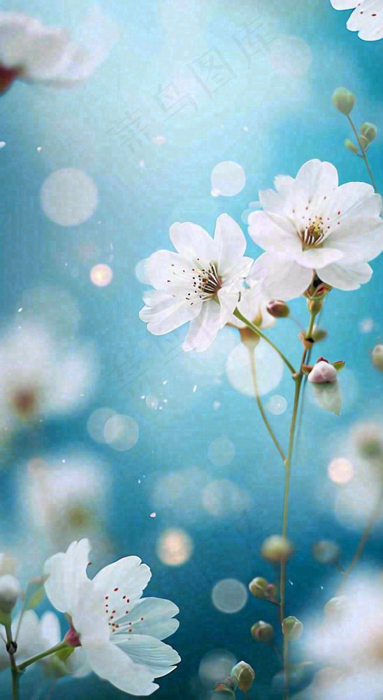 春天浪漫白色樱花花朵，立春春分摄影图