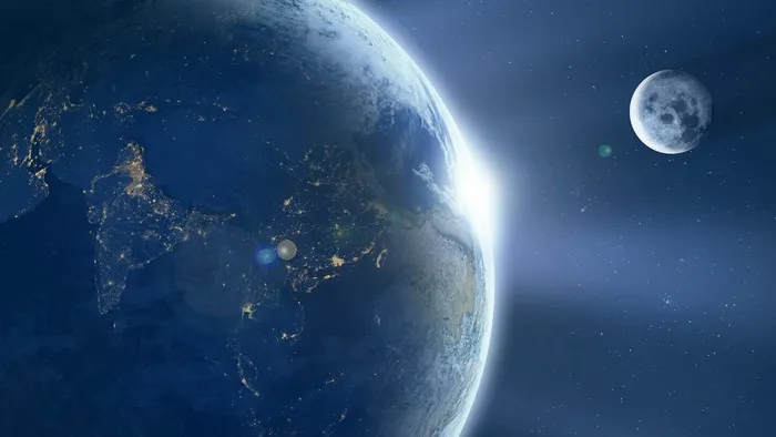蓝色地球星球、星空背景素材