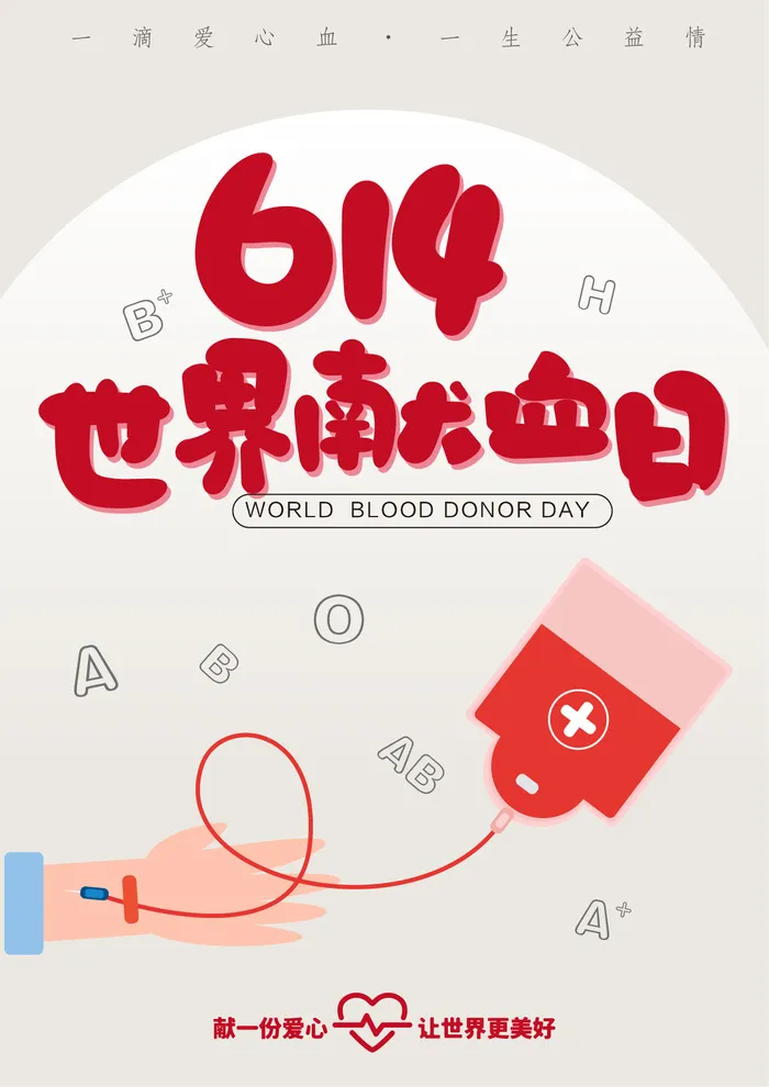 614世界献血日公益简约宣传海报矢量可编辑