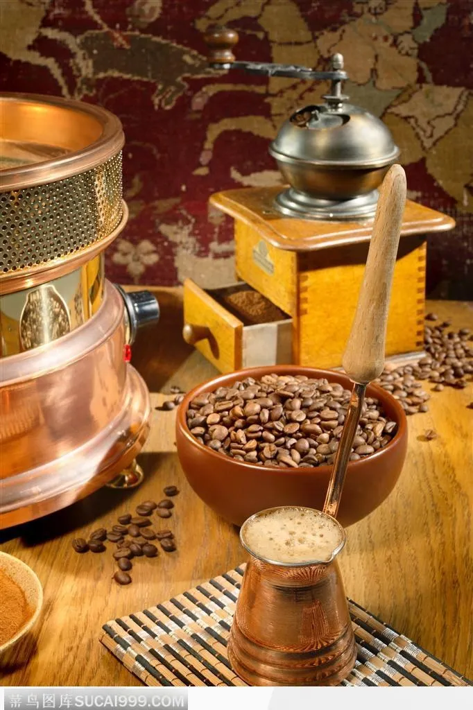 咖啡包装说明图-咖啡豆和咖啡制作用具
