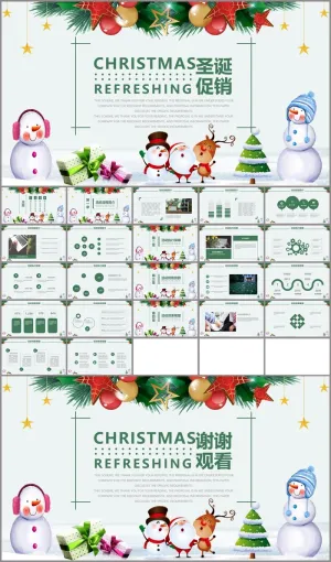 雪人背景的圣诞节促销PPT预览图