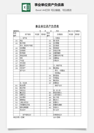 事业单位资产负债表excel模板预览图