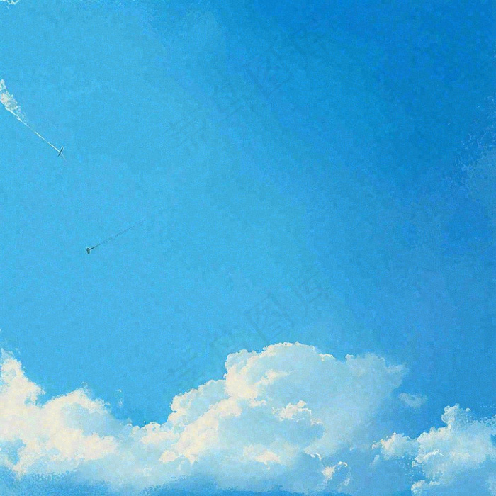 蓝色天空白云简约摄影图