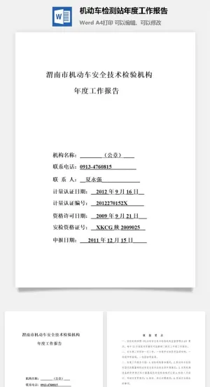 机动车检测站年度工作报告word模板预览图