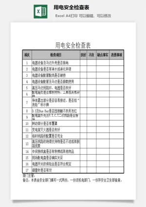 用电安全检查表excel模板预览图