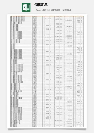 销售汇总excel模板预览图