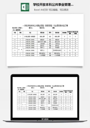 学校开放本科公共事业管理（教育管理）专业课程教材征订表excel模板预览图