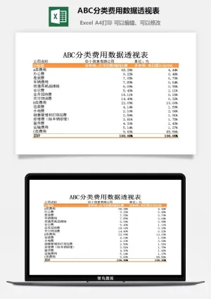 ABC分类费用数据透视表excel模板预览图