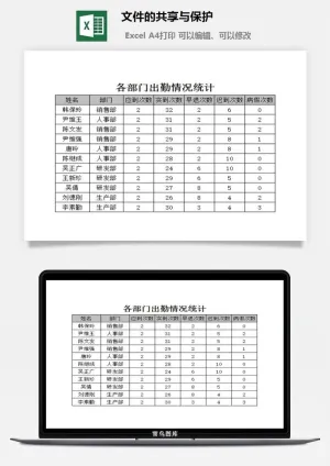 文件的共享与保护excel模板预览图