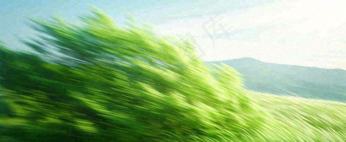 高山模糊绿树植物光影，大自然摄影图