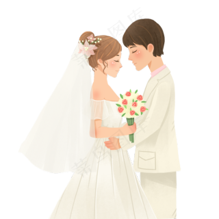 婚礼新郎新娘原创人物素材格式: psd手绘卡通夫妻爱情结婚证结婚照元
