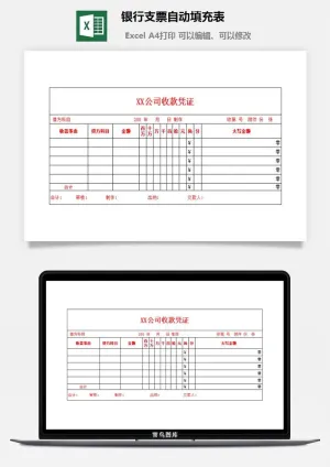 银行支票自动填充表excel模板预览图